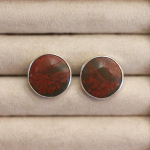 Red Creek Jasper Big Posts - Sterling Silver - Round Jasper Studs