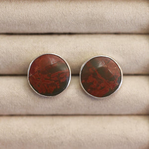 Red Creek Jasper Big Posts - Sterling Silver - Round Jasper Studs