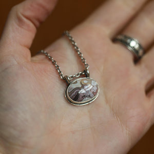 Crazy Lace Agate Pendant - Silversmith - .925 Sterling Silver - Crazy Lace Agate Necklace