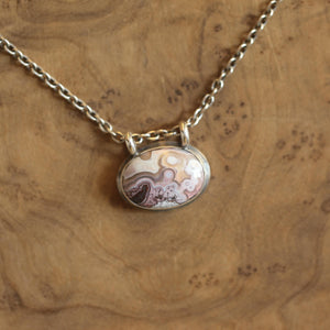 Crazy Lace Agate Pendant - Silversmith - .925 Sterling Silver - Crazy Lace Agate Necklace