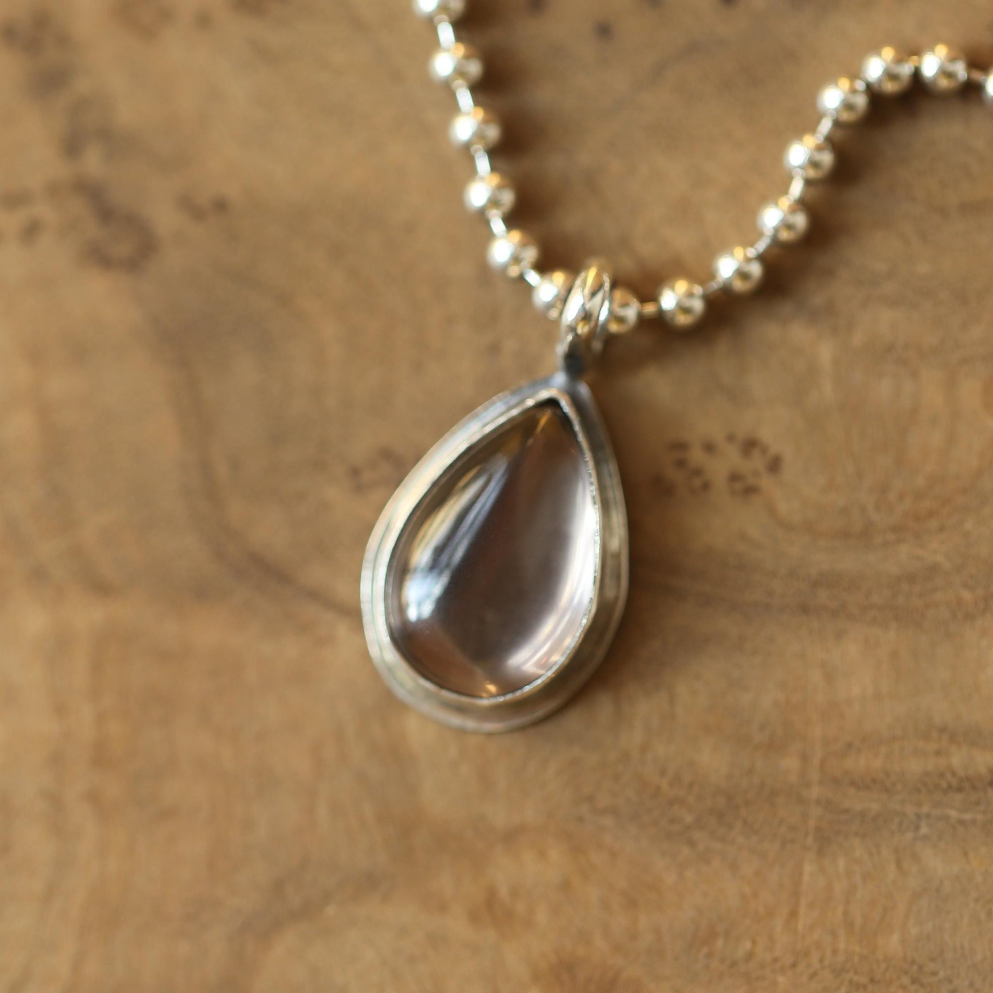 Smoky Quartz Pendant - Pear Shaped Smoky Quartz - Silversmith