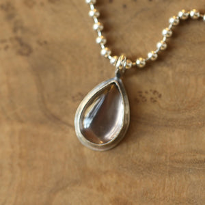Pear Shaped Smoky Quartz Pendant -.925 Sterling Silver