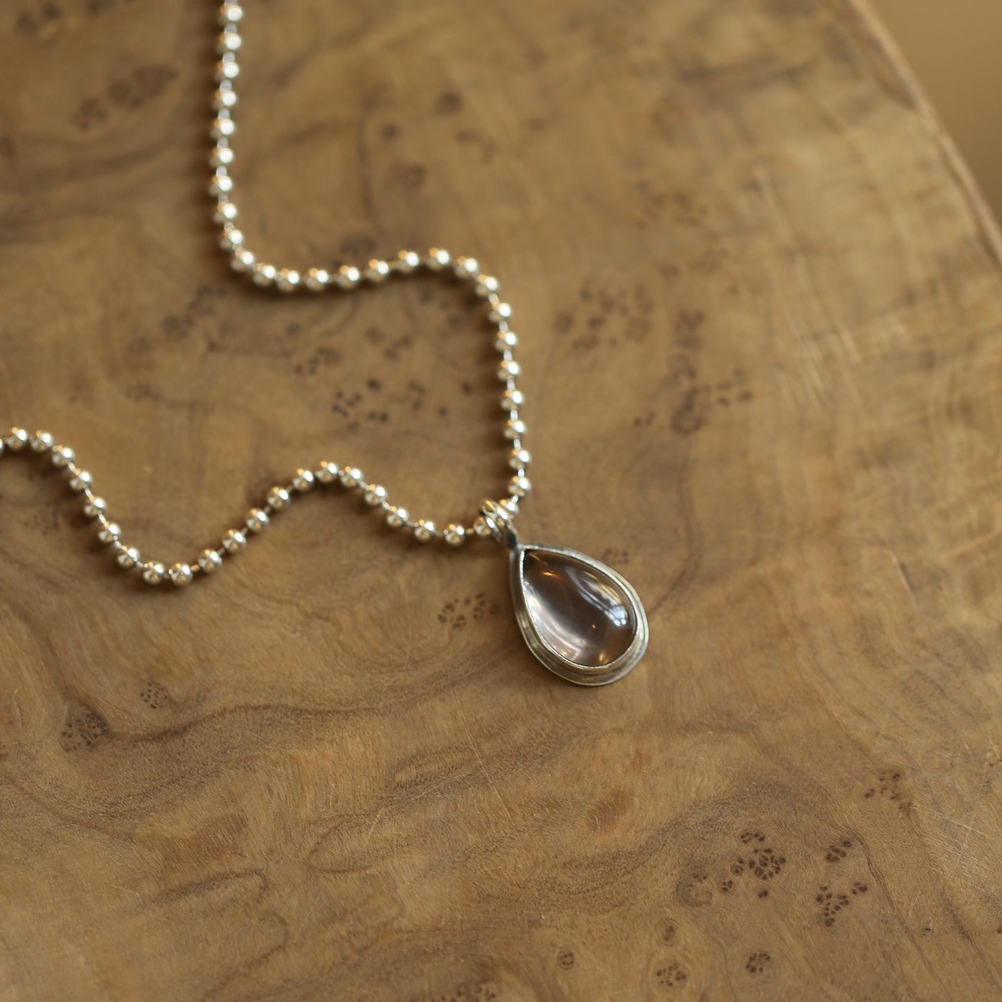 Pear Shaped Smoky Quartz Pendant -.925 Sterling Silver