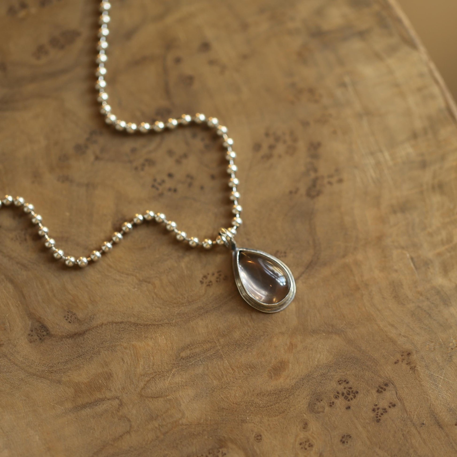 Pear Shaped Smoky Quartz Pendant -.925 Sterling Silver