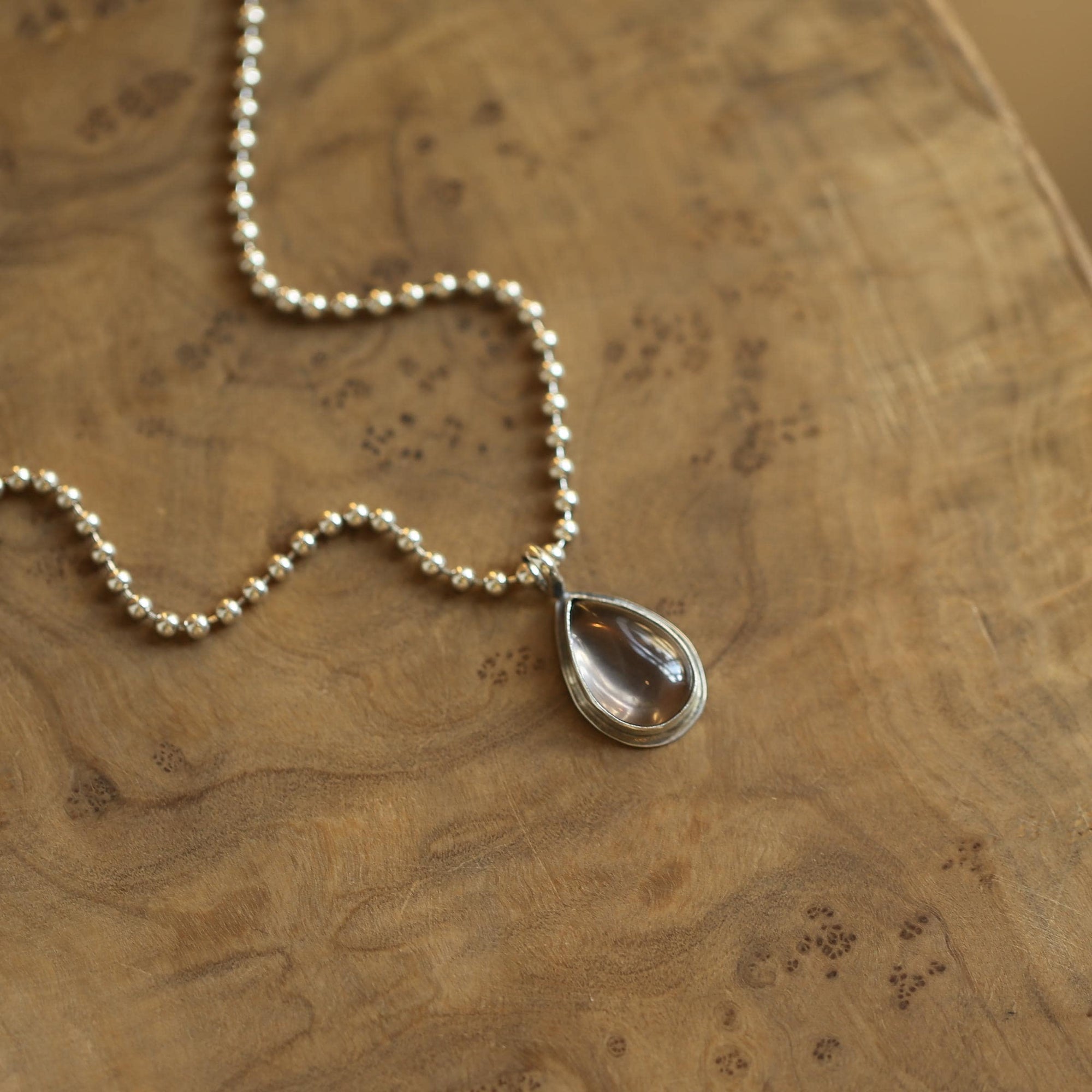 Smoky Quartz Pendant - Pear Shaped Smoky Quartz - Silversmith