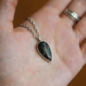 Black Fossil Pendant - Choose Your Finished Pendant - Sterling Silver