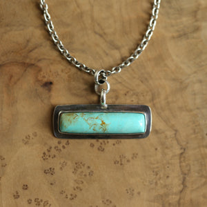 Egyptian Turquoise Bar Pendant - .925 Sterling Silver - Modern Turquoise Necklace