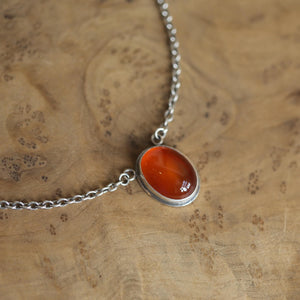 Orange Carnelian Pendant Necklace - Sterling Silver - Includes Chain