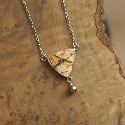 Red Creek Jasper Y Necklace – Sterling Silver, Freshwater Pearl
