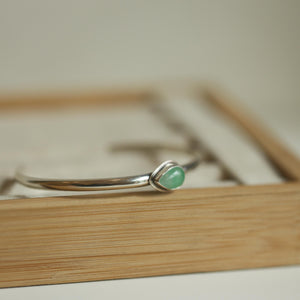 Jade Cuff Bracelet - Burma Jade Bracelet - Jade Silver Bangle