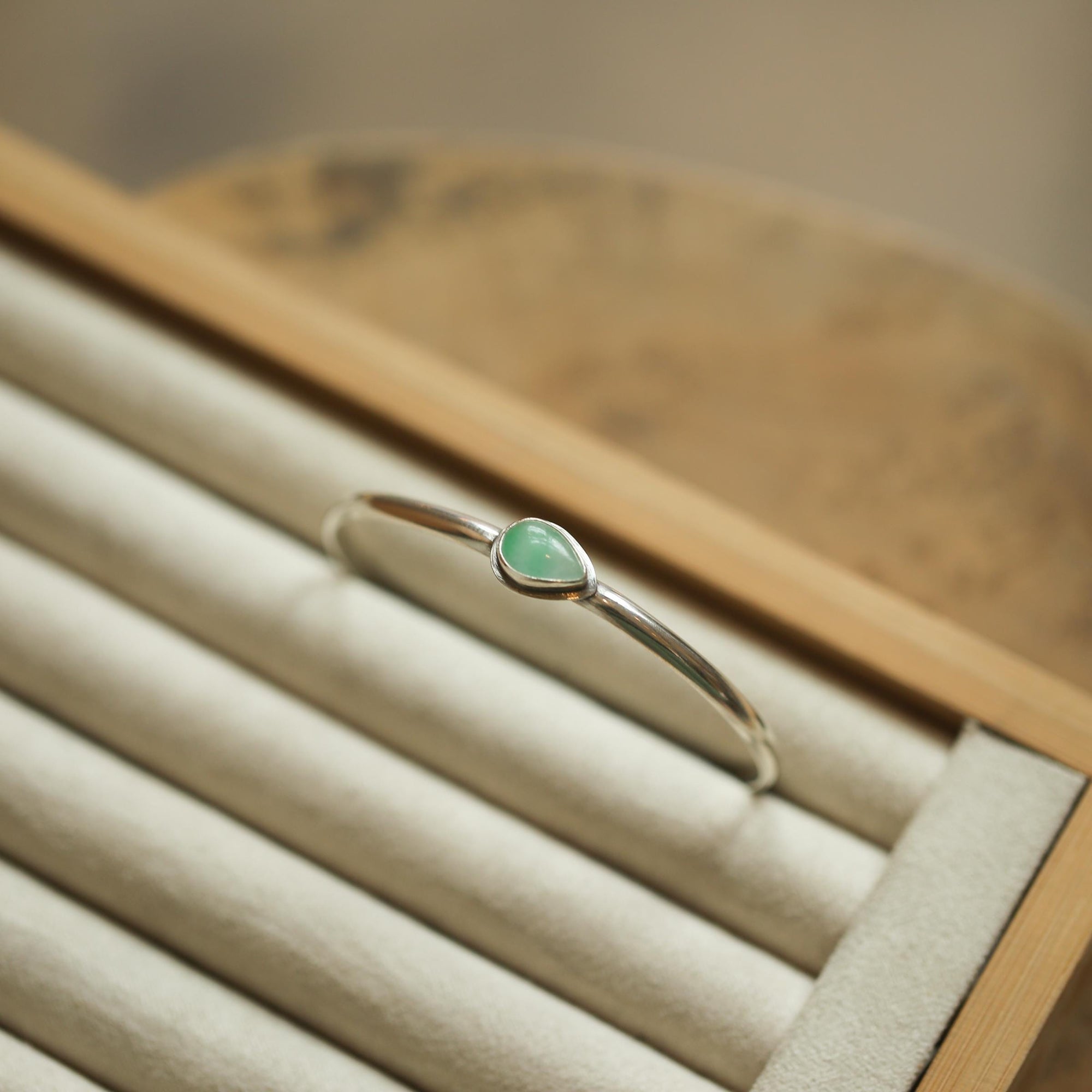 Jade Cuff Bracelet - Burma Jade Bracelet - Jade Silver Bangle