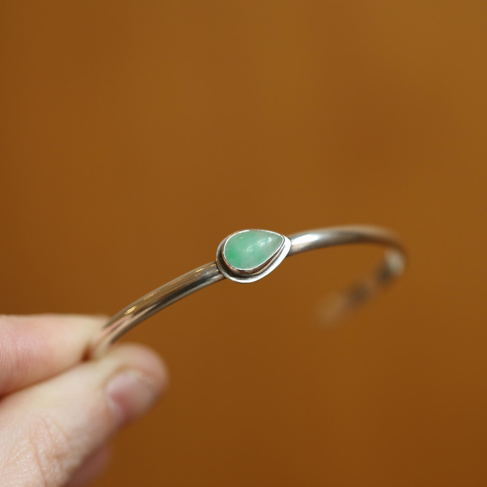 Jade Cuff Bracelet - Burma Jade Bracelet - Jade Silver Bangle