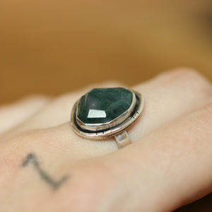 Green Moss Agate Boho Ring - Choose Your Stone - Sterling Silver