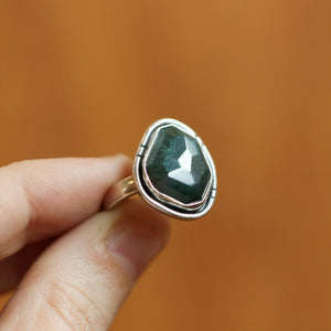 Green Moss Agate Boho Ring - Choose Your Stone - Sterling Silver