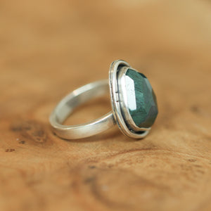 Green Moss Agate Boho Ring - Choose Your Stone - Sterling Silver