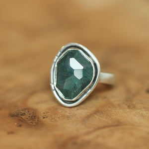 Green Moss Agate Boho Ring - Choose Your Stone - Sterling Silver