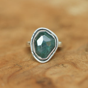Green Moss Agate Boho Ring - Choose Your Stone - Sterling Silver