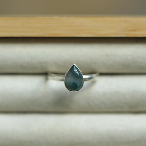 Moss Agate Custom Ring - Sterling Silver - Agate Pear Shaped Ring