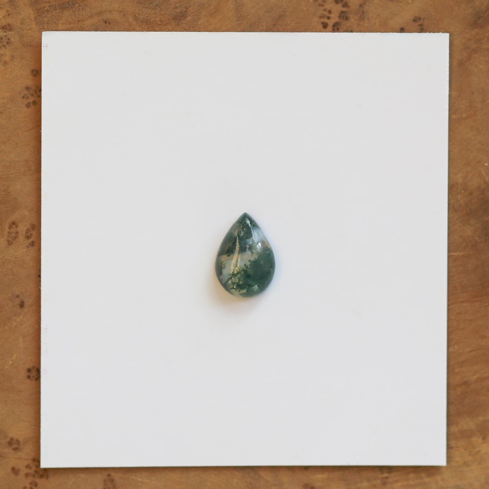 Moss Agate Custom Ring - Sterling Silver - Agate Pear Shaped Ring