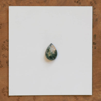 Moss Agate Custom Ring - Sterling Silver - Agate Pear Shaped Ring
