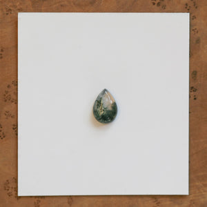 Moss Agate Custom Ring - Sterling Silver - Agate Pear Shaped Ring