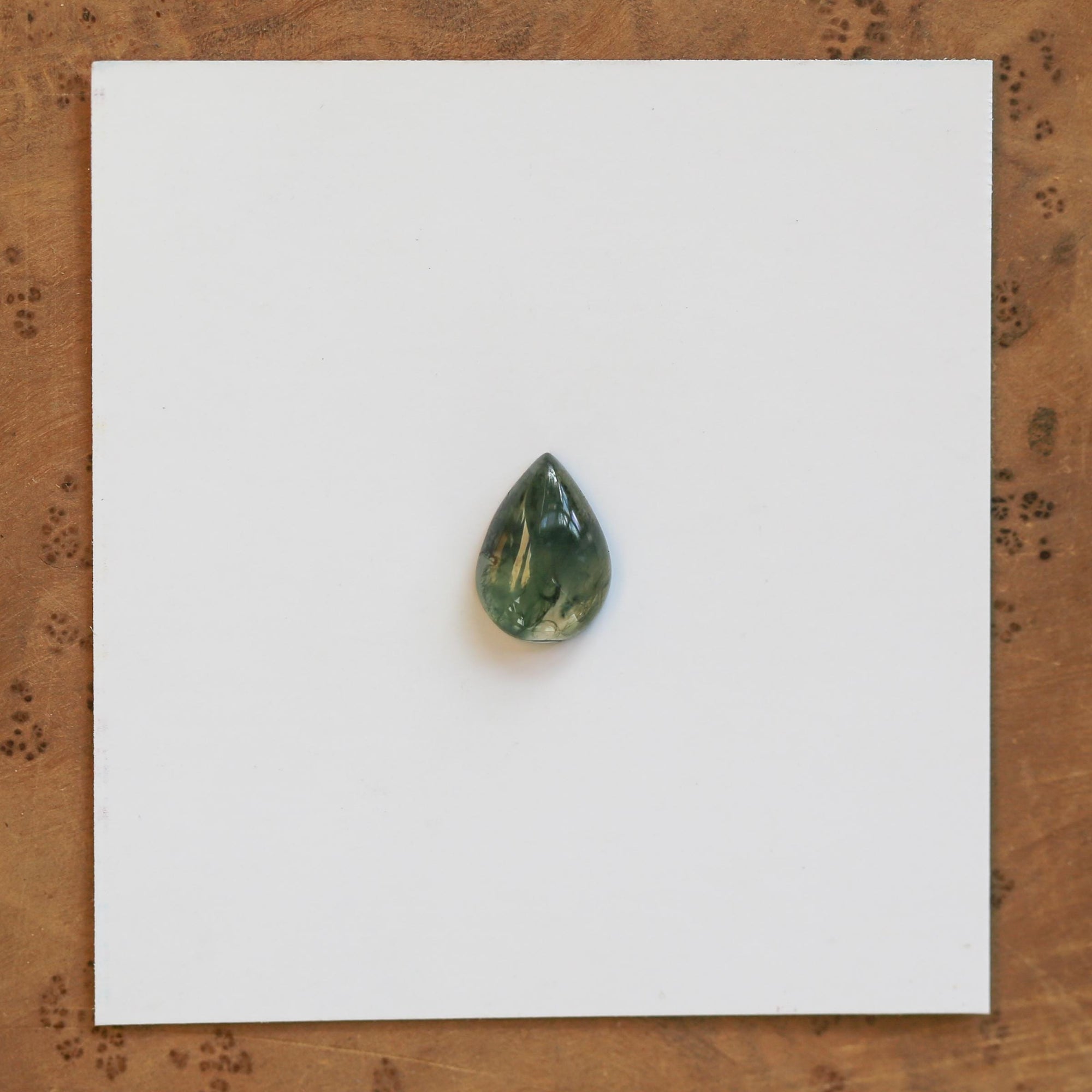 Moss Agate Custom Ring - Sterling Silver - Agate Pear Shaped Ring