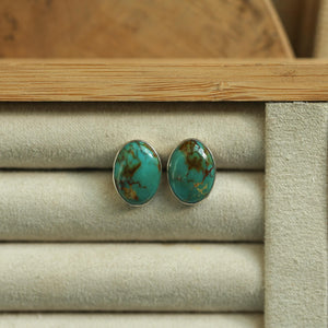 Campitos Turquoise Post Earrings – American Sterling Silver Studs