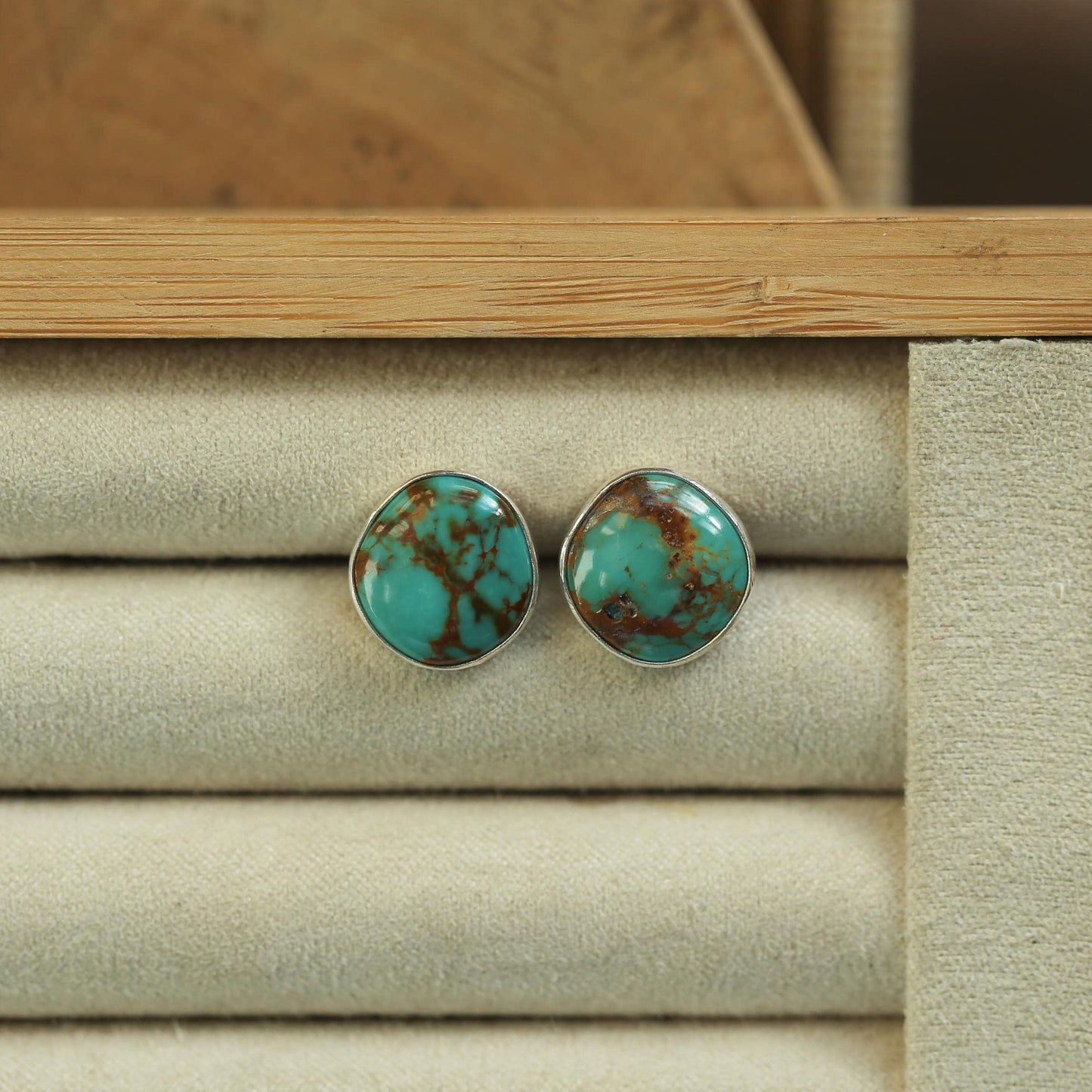 Campitos Turquoise Post Earrings – American Sterling Silver Studs