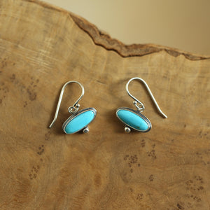 Kingman Turquoise Drop Earrings – Sterling Silver, Handmade