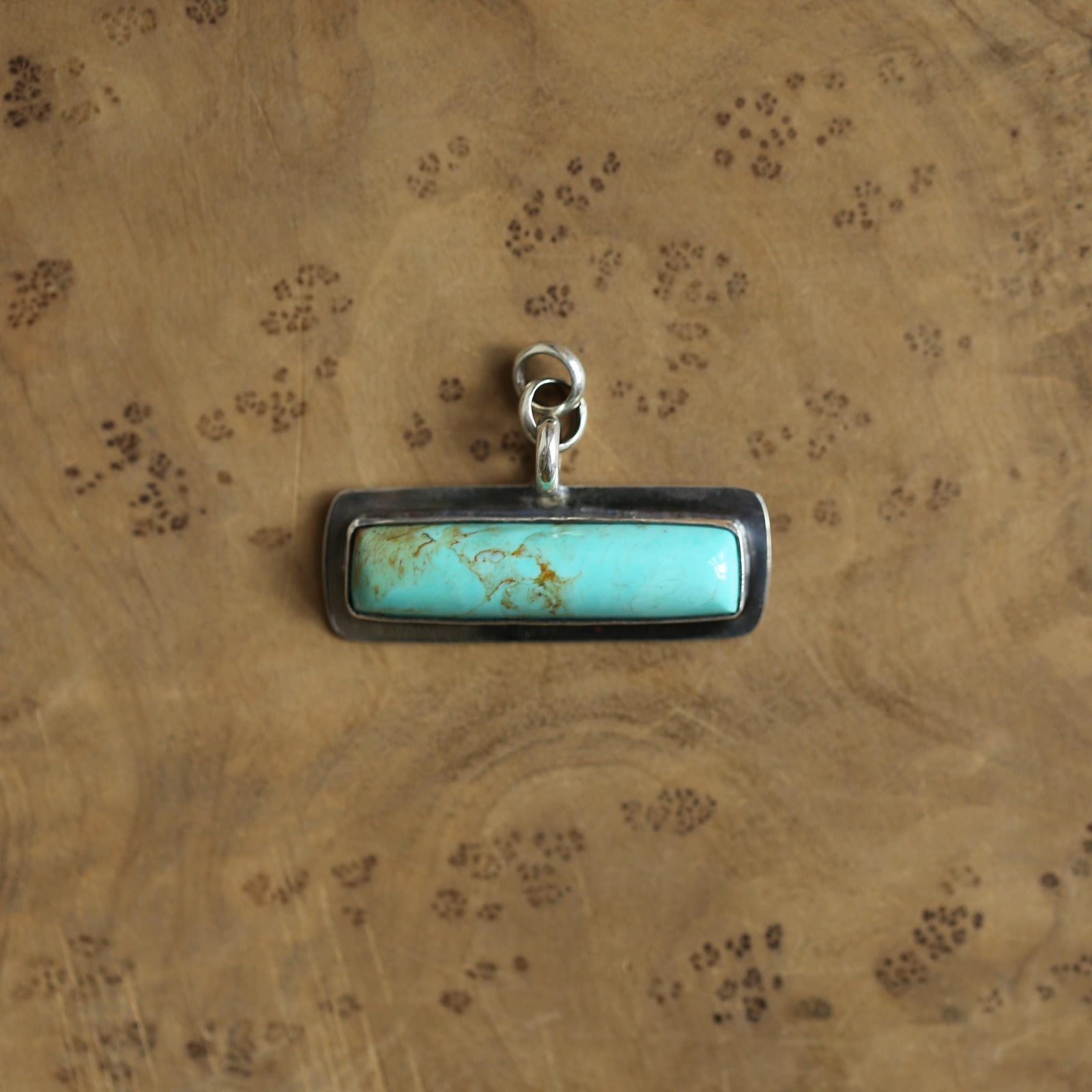 Egyptian Turquoise Bar Pendant - .925 Sterling Silver - Modern Turquoise Necklace