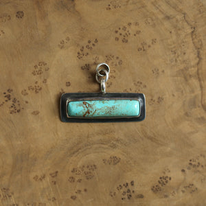 Egyptian Turquoise Bar Pendant - .925 Sterling Silver - Modern Turquoise Necklace