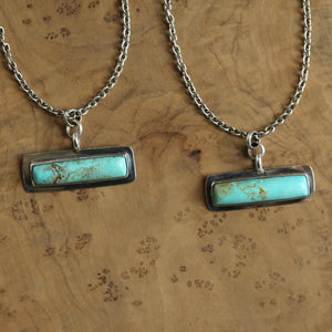 Egyptian Turquoise Bar Pendant - .925 Sterling Silver - Modern Turquoise Necklace