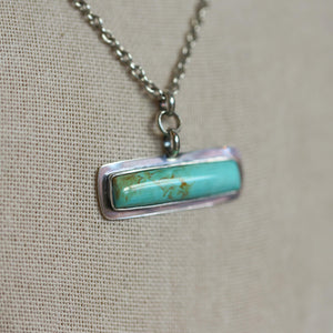 Egyptian Turquoise Bar Pendant - .925 Sterling Silver - Modern Turquoise Necklace