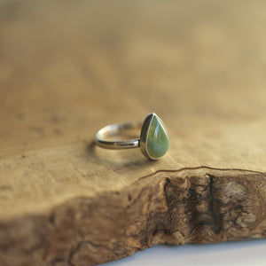 Moss Agate Custom Ring - Sterling Silver - Agate Pear Shaped Ring