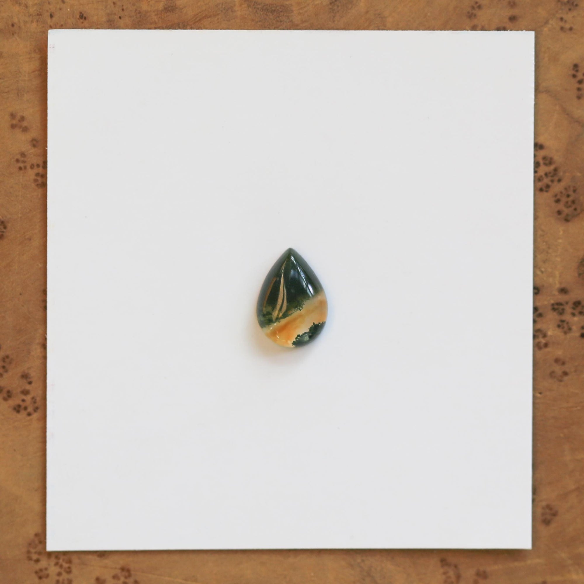 Moss Agate Custom Ring - Sterling Silver - Agate Pear Shaped Ring