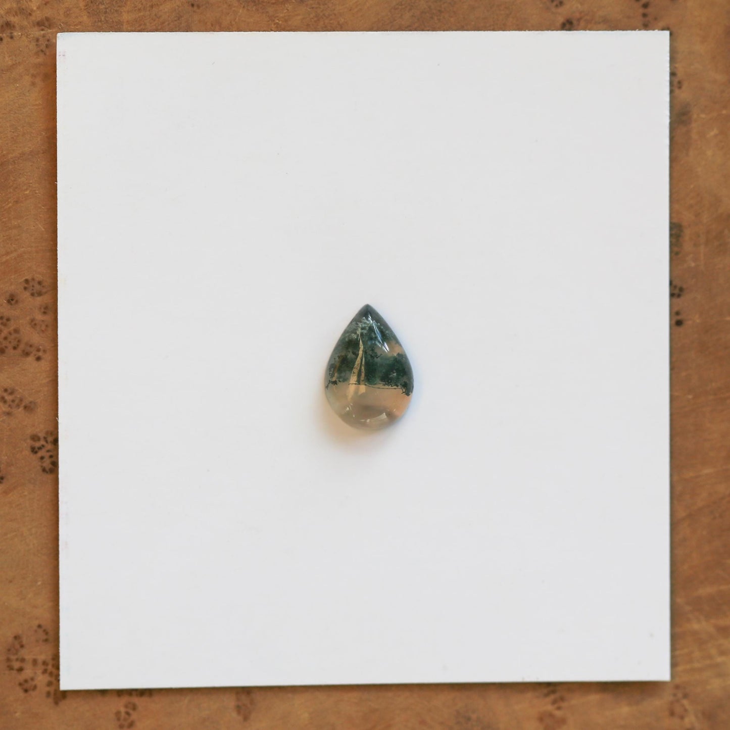 Moss Agate Custom Ring - Sterling Silver - Agate Pear Shaped Ring