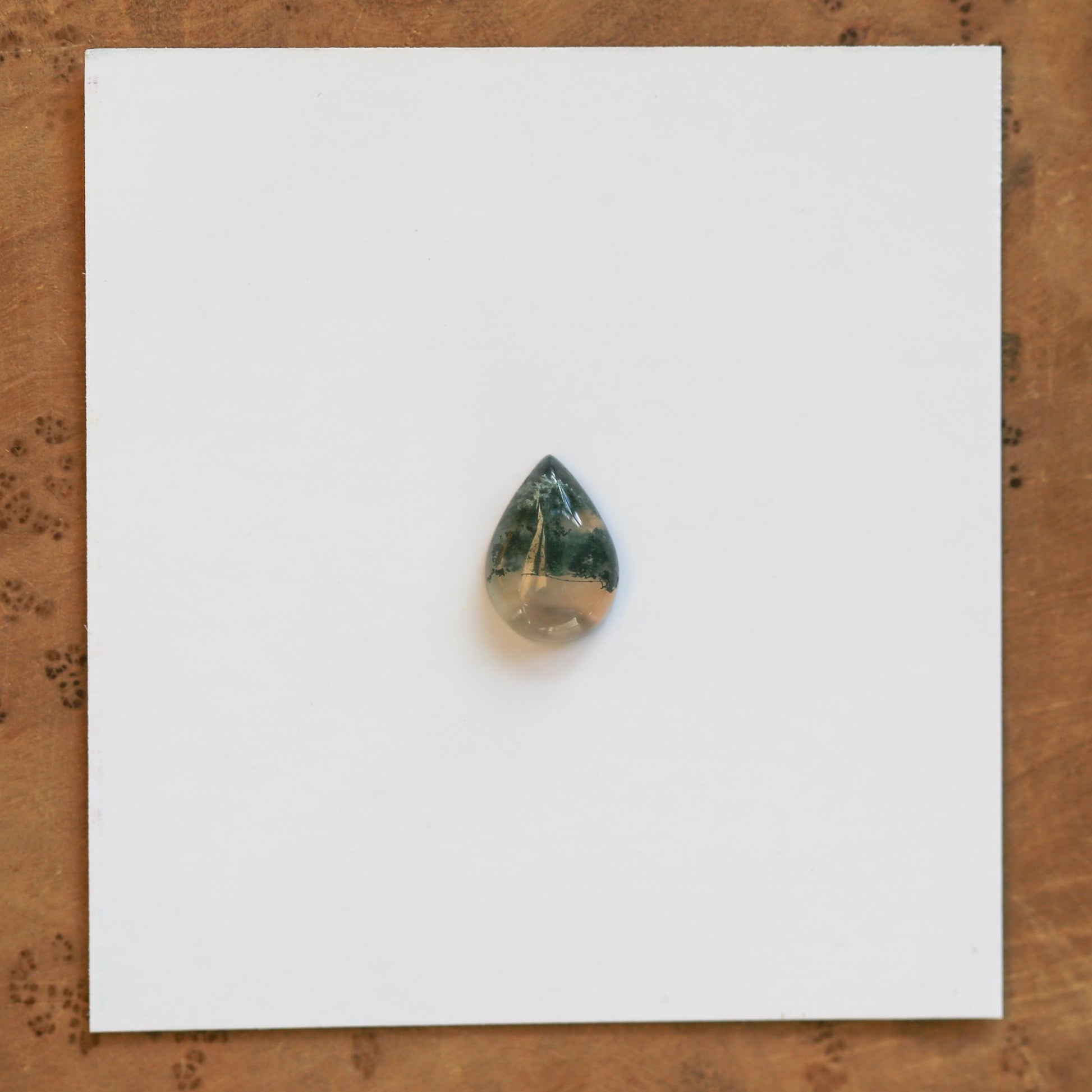 Moss Agate Custom Ring - Sterling Silver - Agate Pear Shaped Ring