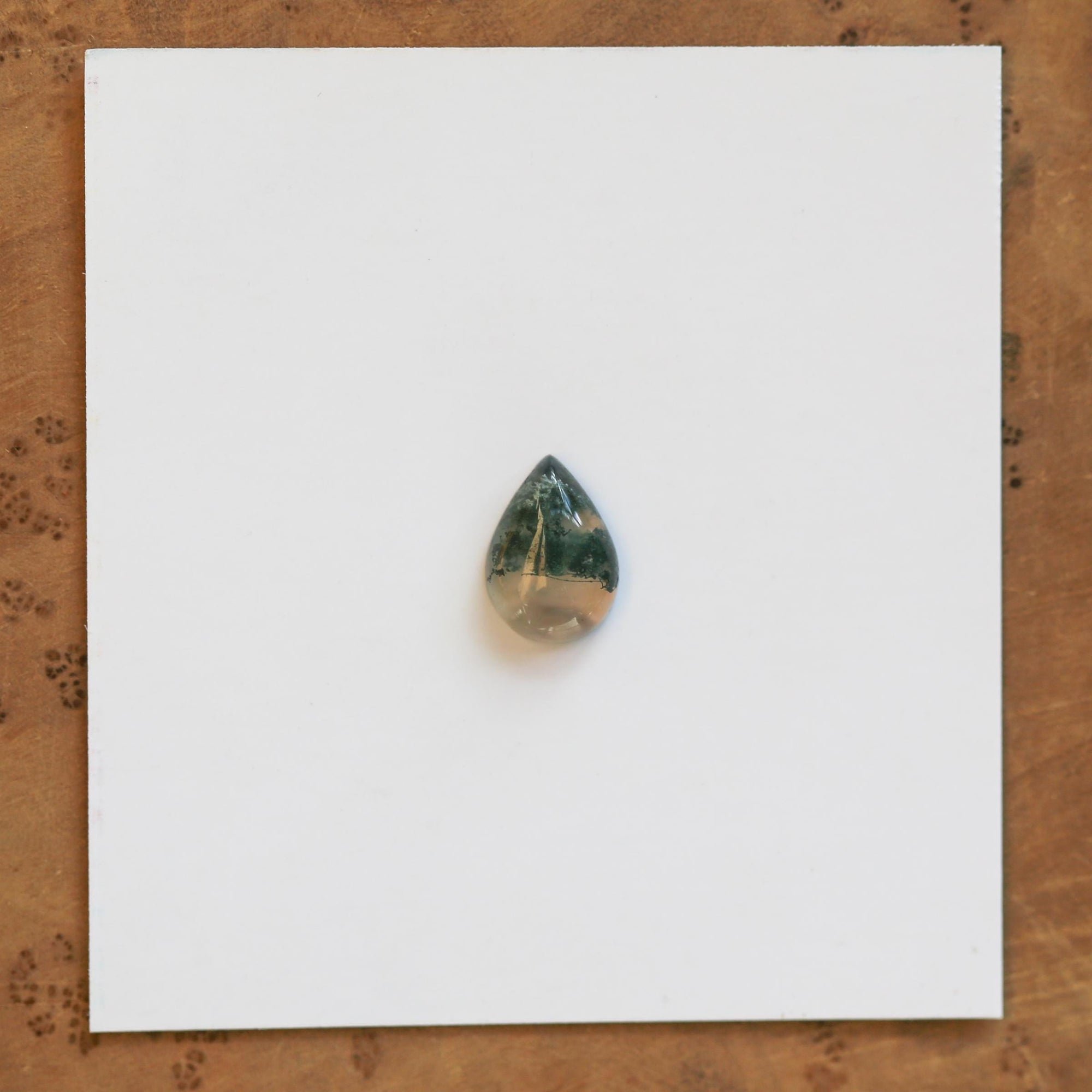 Moss Agate Custom Ring - Sterling Silver - Agate Pear Shaped Ring