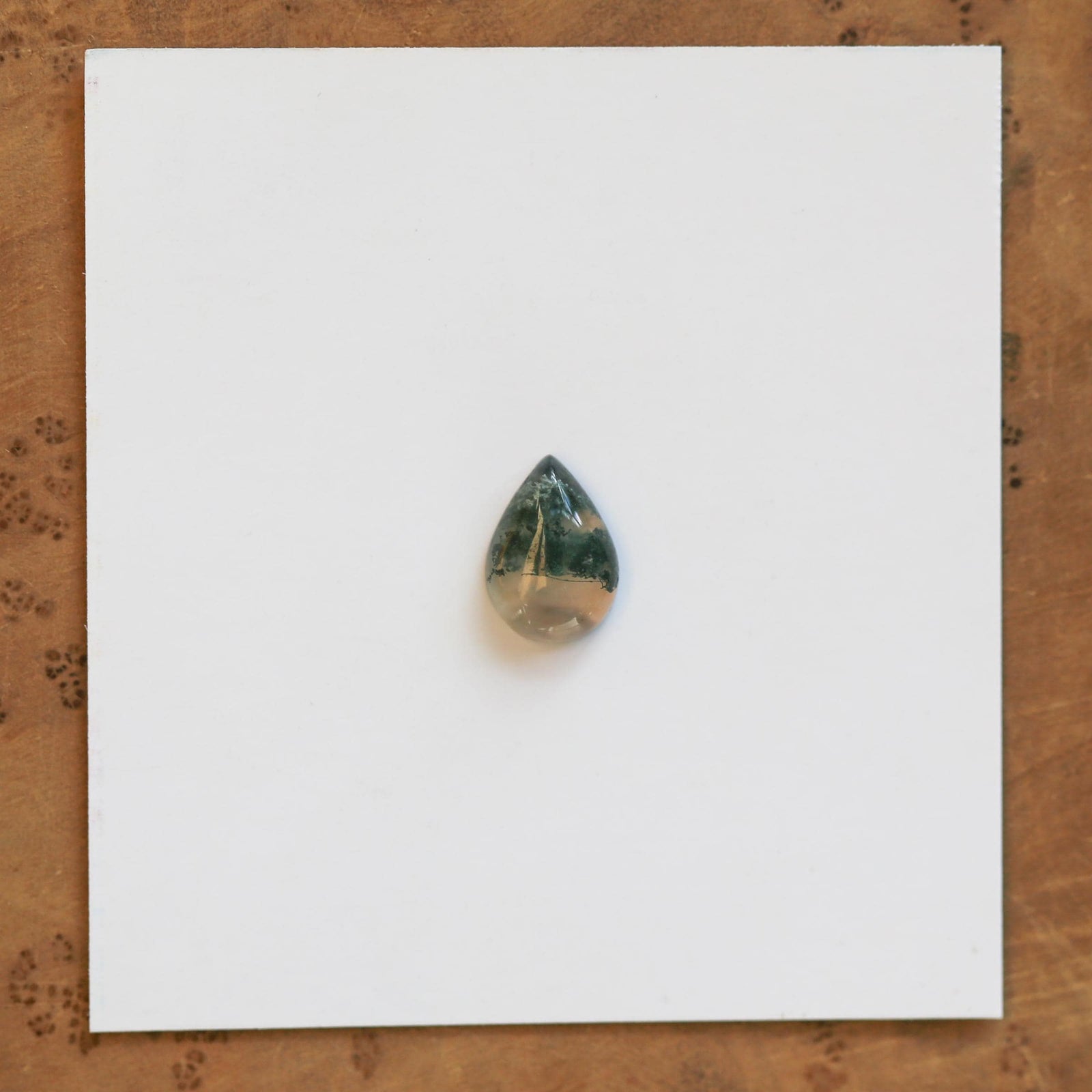 Moss Agate Custom Ring - Sterling Silver - Agate Pear Shaped Ring