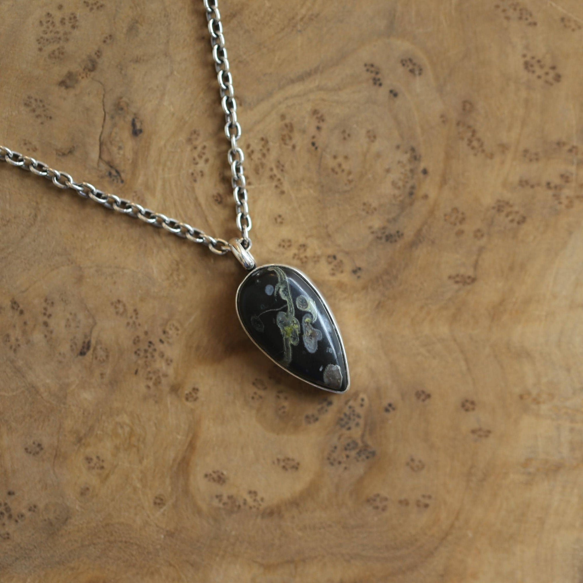 Black Fossil Pendant - Choose Your Finished Pendant - Sterling Silver