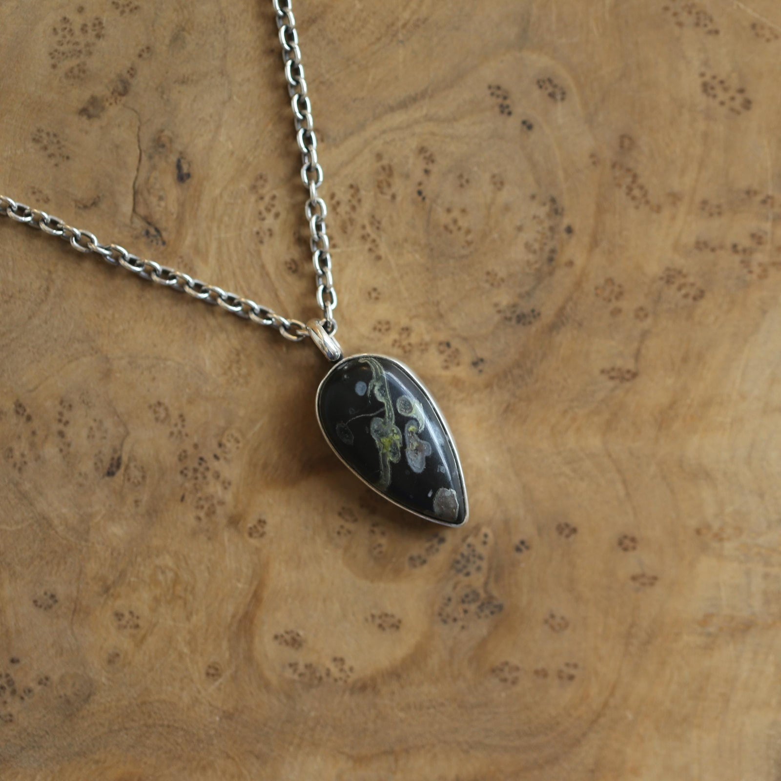 Black Fossil Pendant - Choose Your Finished Pendant - Sterling Silver