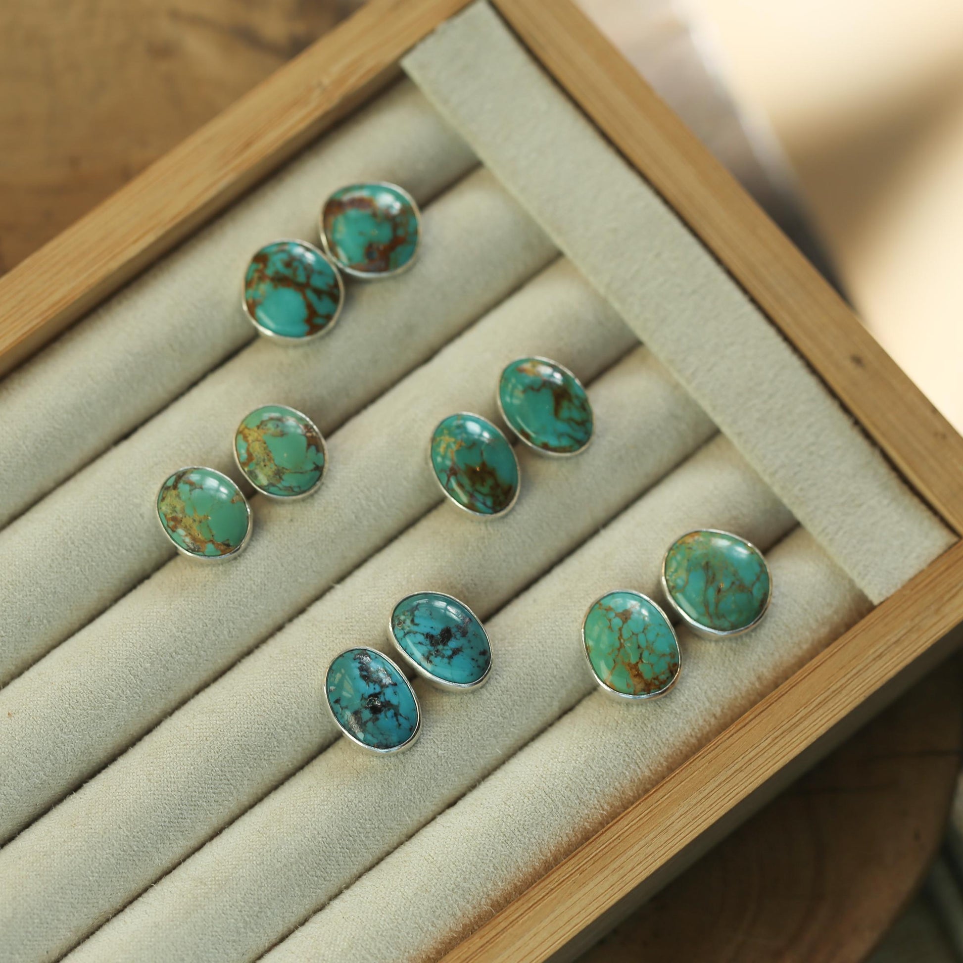 Campitos Turquoise Post Earrings – American Sterling Silver Studs