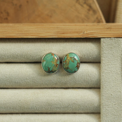 Campitos Turquoise Post Earrings – American Sterling Silver Studs