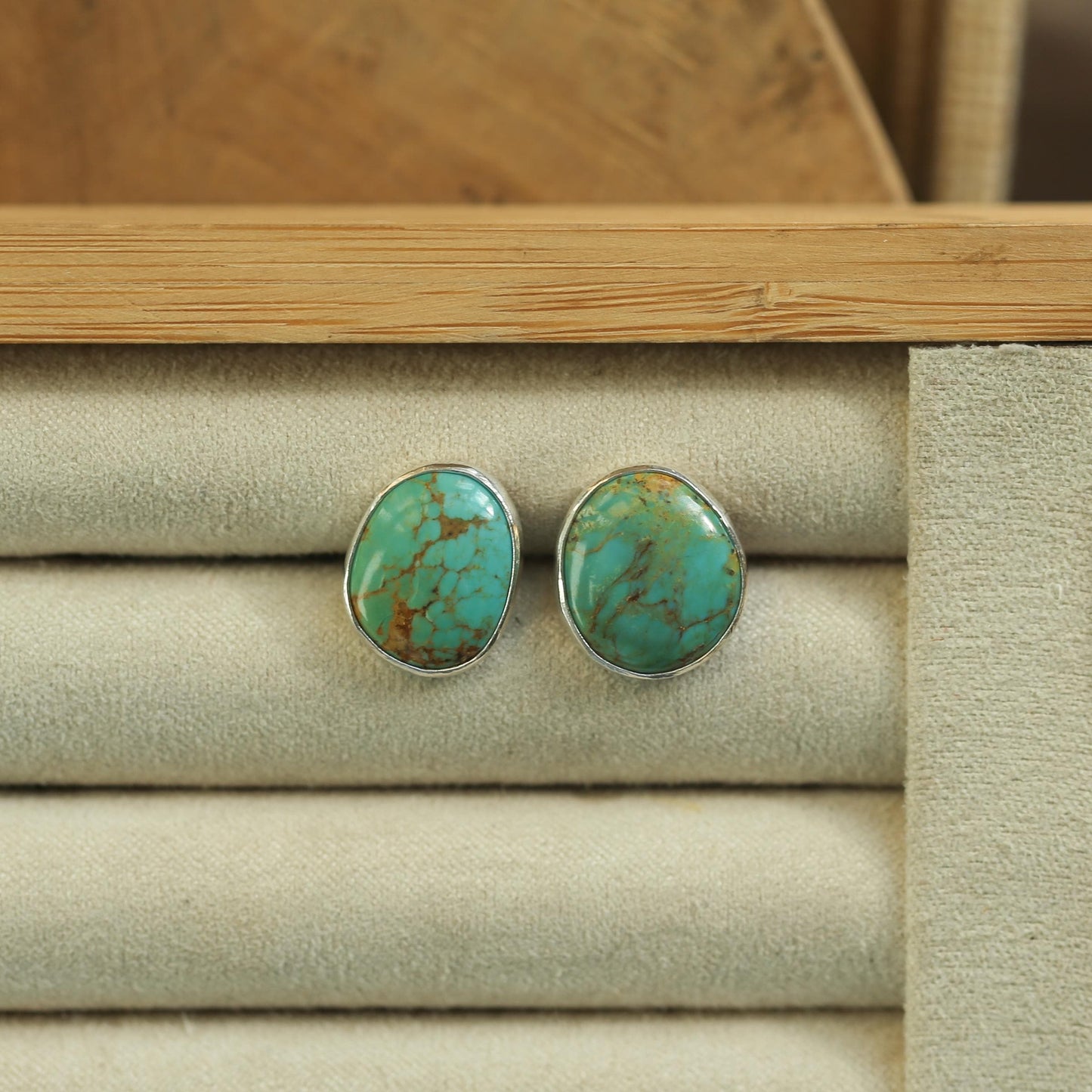 Campitos Turquoise Post Earrings – American Sterling Silver Studs