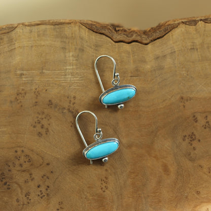 Kingman Turquoise Drop Earrings – Sterling Silver, Handmade