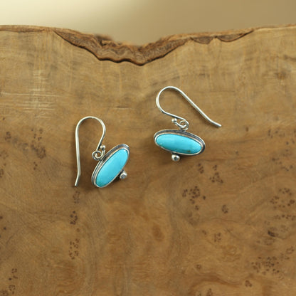 Kingman Turquoise Drop Earrings – Sterling Silver, Handmade