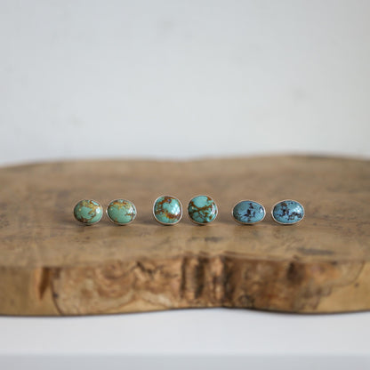 Campitos Turquoise Post Earrings – American Sterling Silver Studs