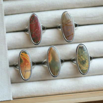 Red Creek Jasper Sterling Silver Ring – Statement Boho Jewelry