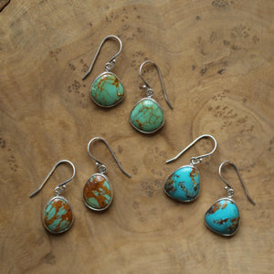 Turquoise Drop Earrings - Choose Your Pair - .925 Sterling Silver