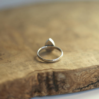 Pear-Shaped Moss Agate Ring | Sterling Silver